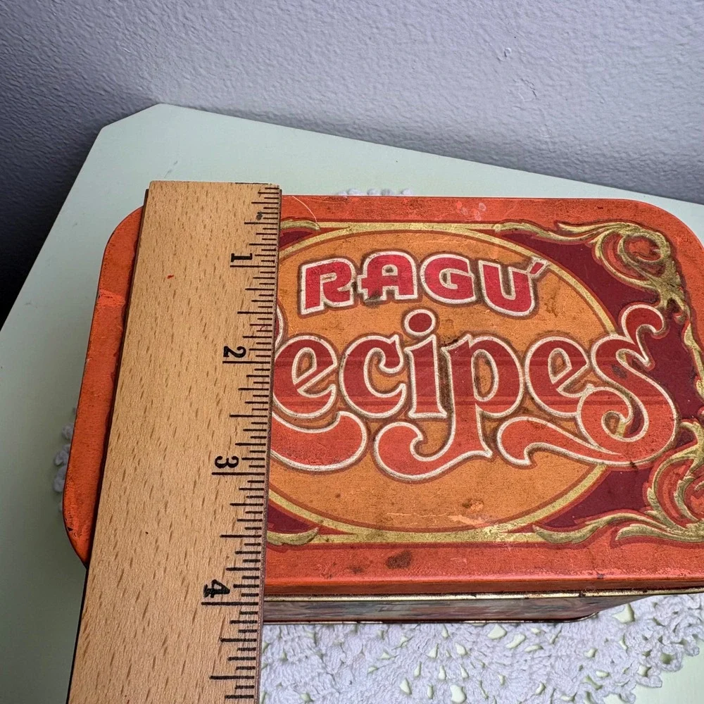 Vintage Ragu Orange Recipe Tin Kitchen Decor Metal Made in England